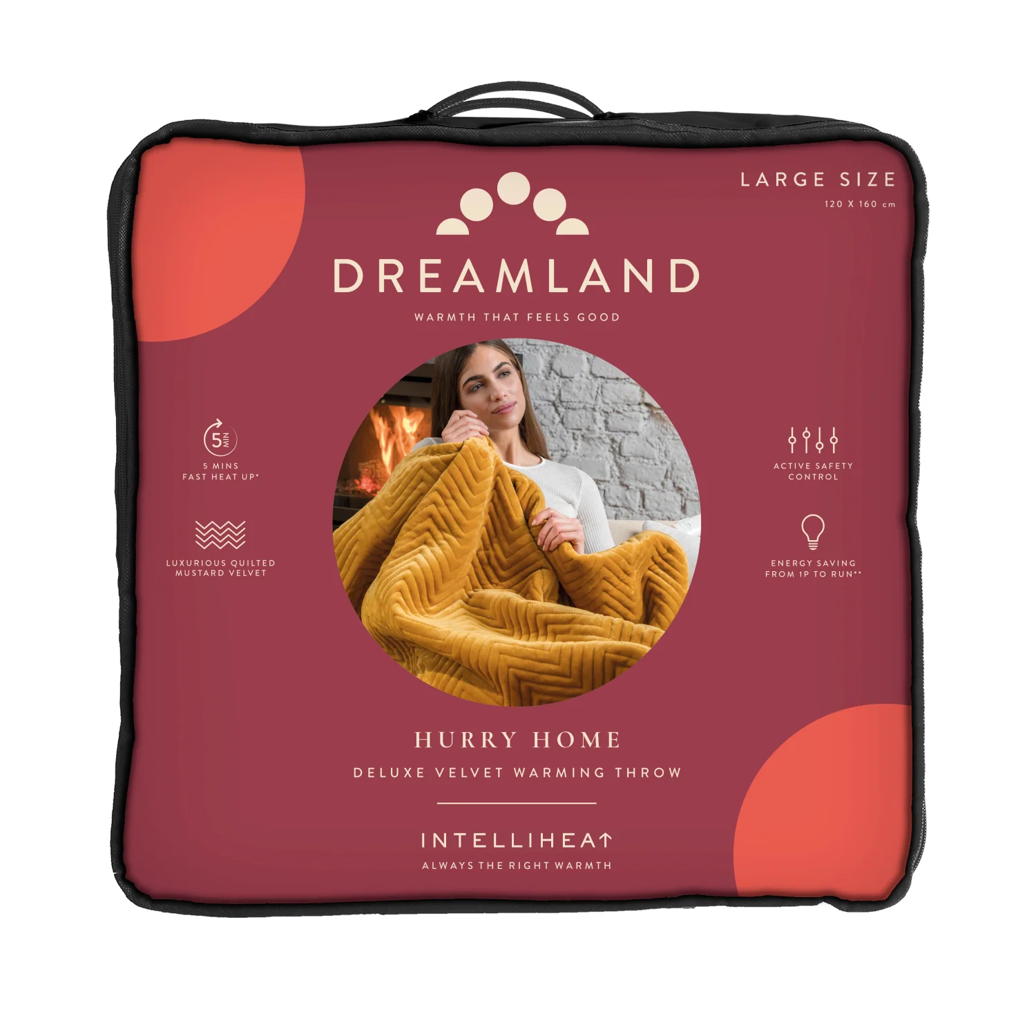 Hurry Home Deluxe Velvet Warming Throw - Mustard Herringbone - Image 7
