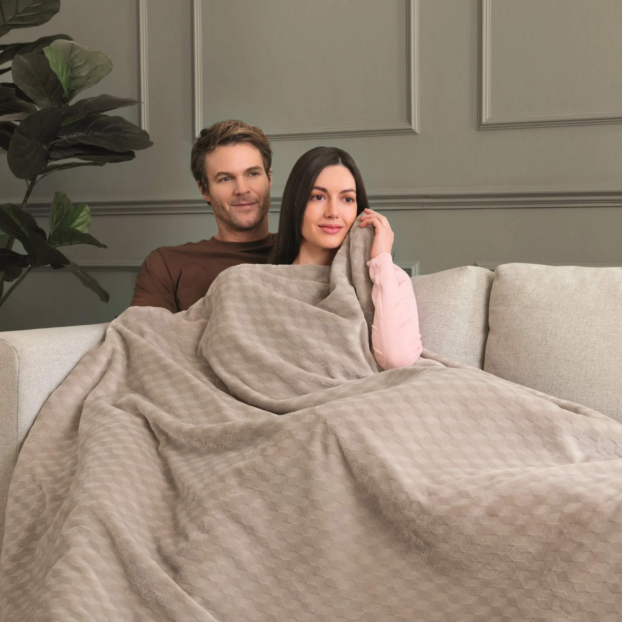 Indulgent Days XL Warming Throw- Grey 3D Geometric Soft Velvet - Image 4