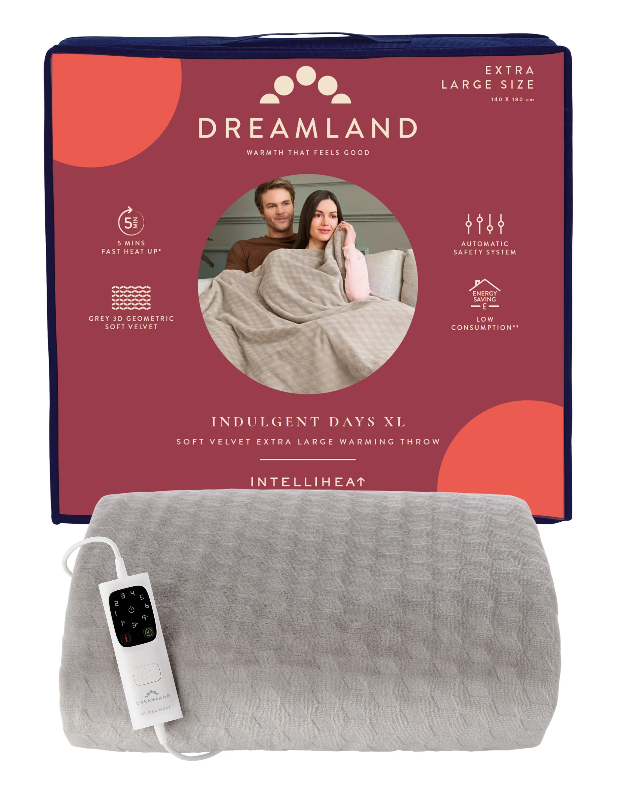 Indulgent Days XL Warming Throw- Grey 3D Geometric Soft Velvet - Image 7
